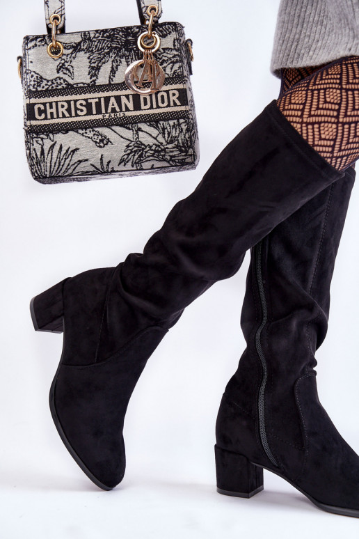 Classic faux suede knee-high boots Sergio Leone KZ205 black