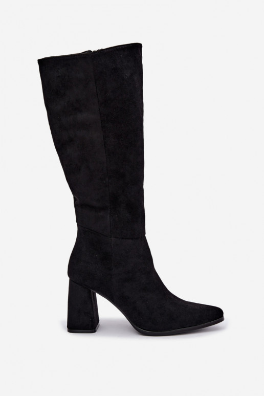 women's knee-high boots with block heels black Carlin