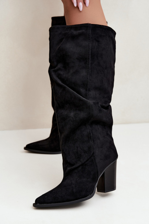 slip-on knee-high boots with heels black Jensy