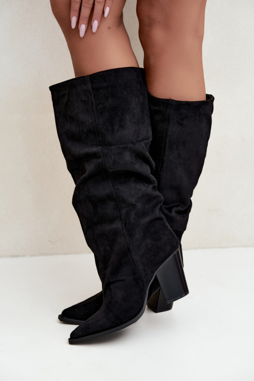 buty za kostkę na obcasie czarne Jensy