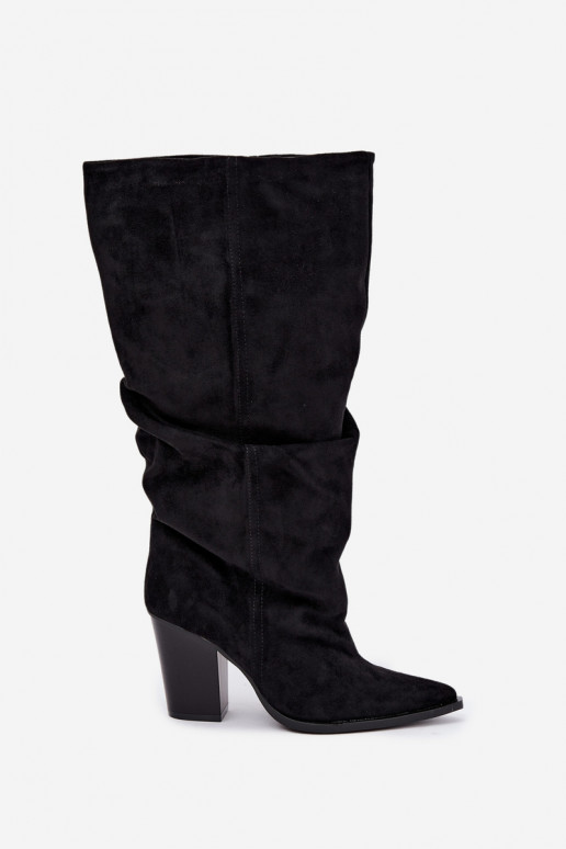buty za kostkę na obcasie czarne Jensy