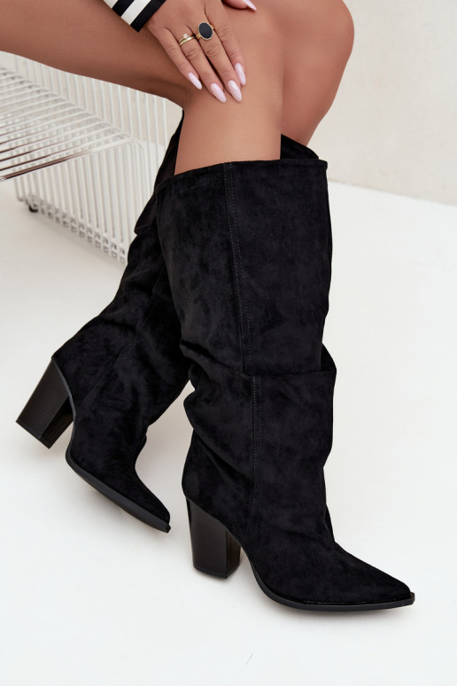 slip-on knee-high boots with heels black Jensy