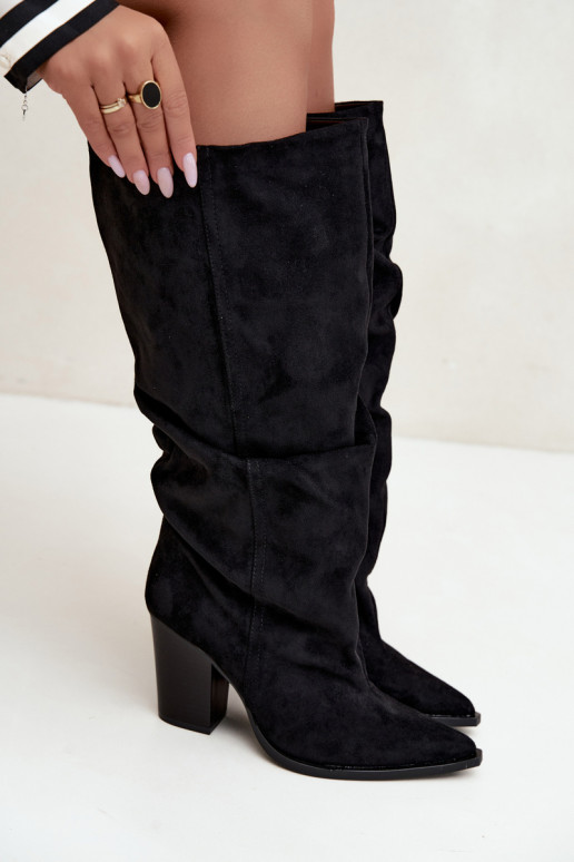 slip-on knee-high boots with heels black Jensy