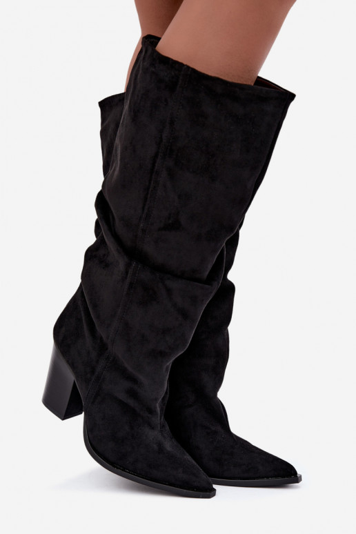 slip-on knee-high boots with heels black Jensy