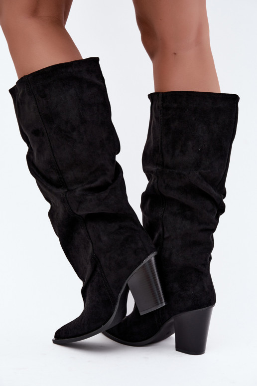 slip-on knee-high boots with heels black Jensy