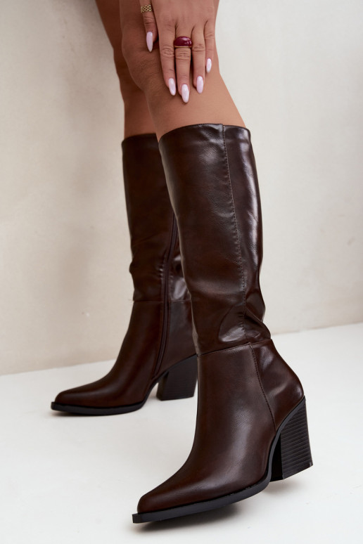 women's knee-high boots with heels insulated caramel Katelle