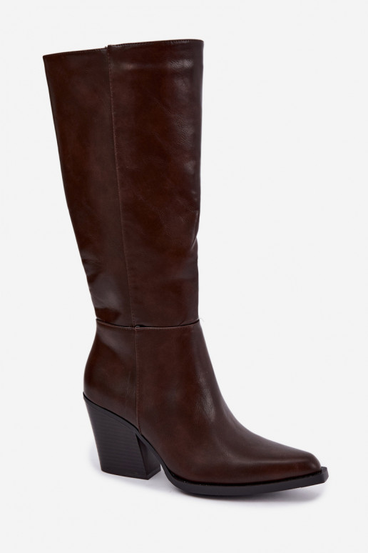 women's knee-high boots with heels insulated caramel Katelle