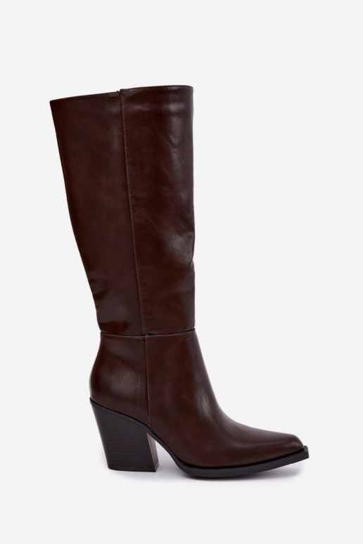 women's knee-high boots with heels insulated caramel Katelle