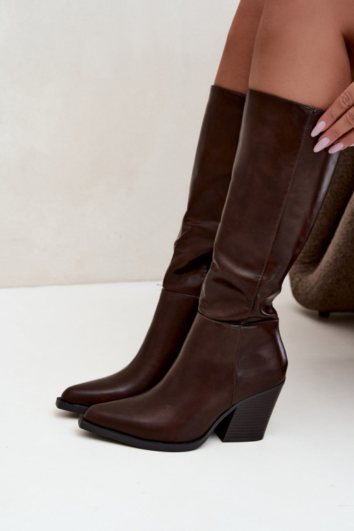 women's knee-high boots with heels insulated caramel Katelle
