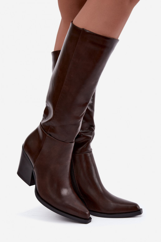 women's knee-high boots with heels insulated caramel Katelle