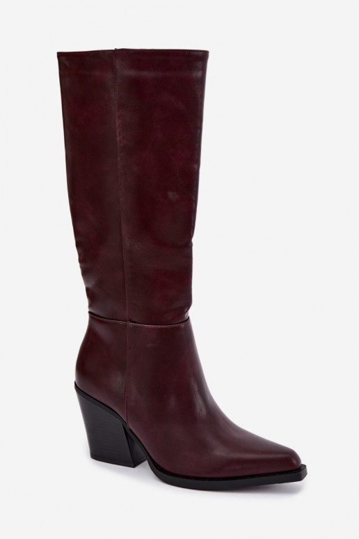 women's knee-high boots with heels insulated burgundy Katelle