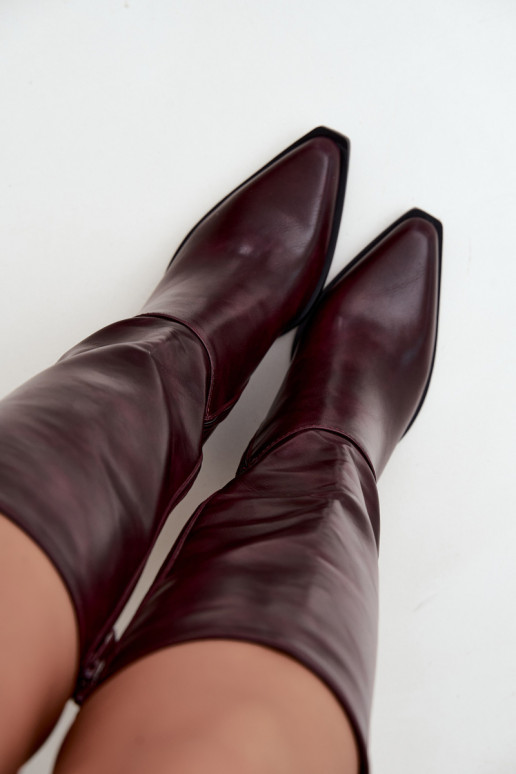 women's knee-high boots with heels insulated burgundy Katelle