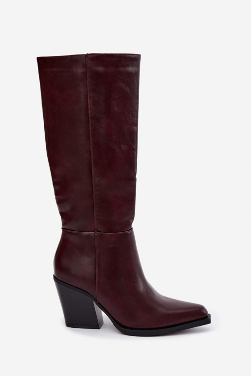 women's knee-high boots with heels insulated burgundy Katelle