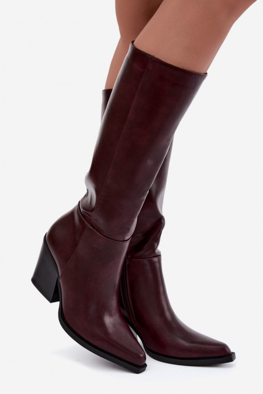 women's knee-high boots with heels insulated burgundy Katelle