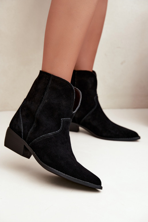 cowboy-style ankle boots with heels in black suede Norelle