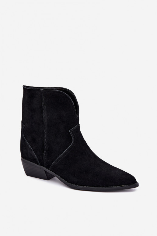 cowboy-style ankle boots with heels in black suede Norelle