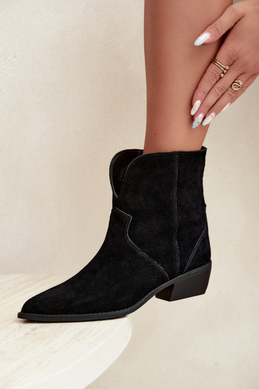 cowboy-style ankle boots with heels in black suede Norelle