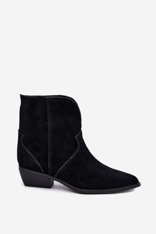 cowboy-style ankle boots with heels in black suede Norelle