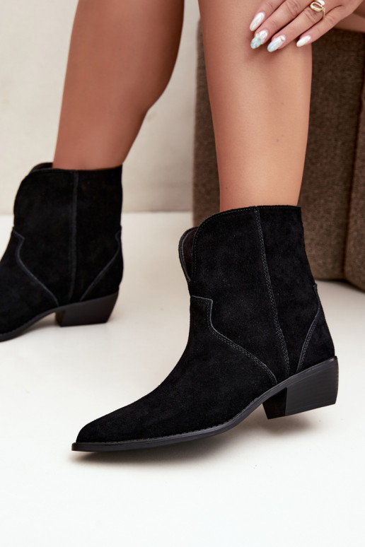 cowboy-style ankle boots with heels in black suede Norelle