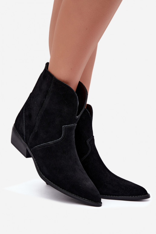 cowboy-style ankle boots with heels in black suede Norelle