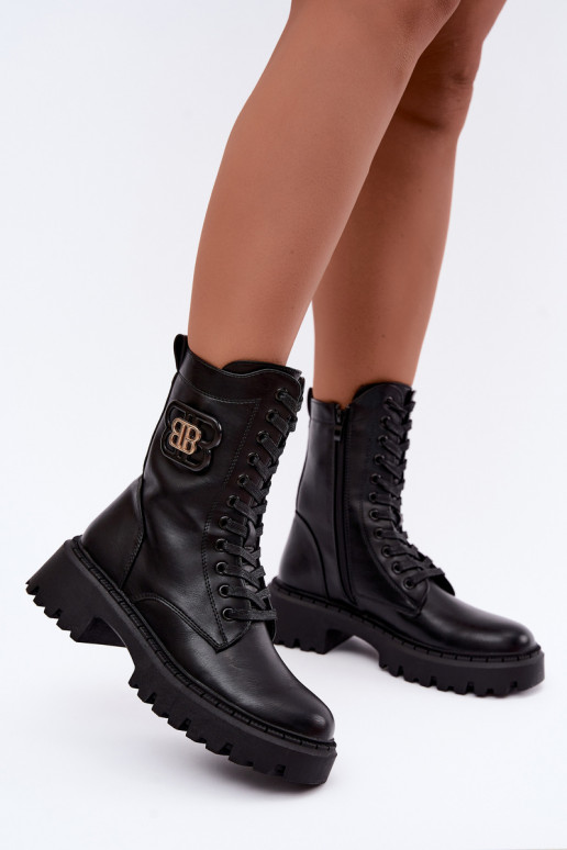 ankle boots with decorative elements in black faux leather Kalindra