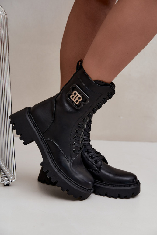ankle boots with decorative elements in black faux leather Kalindra