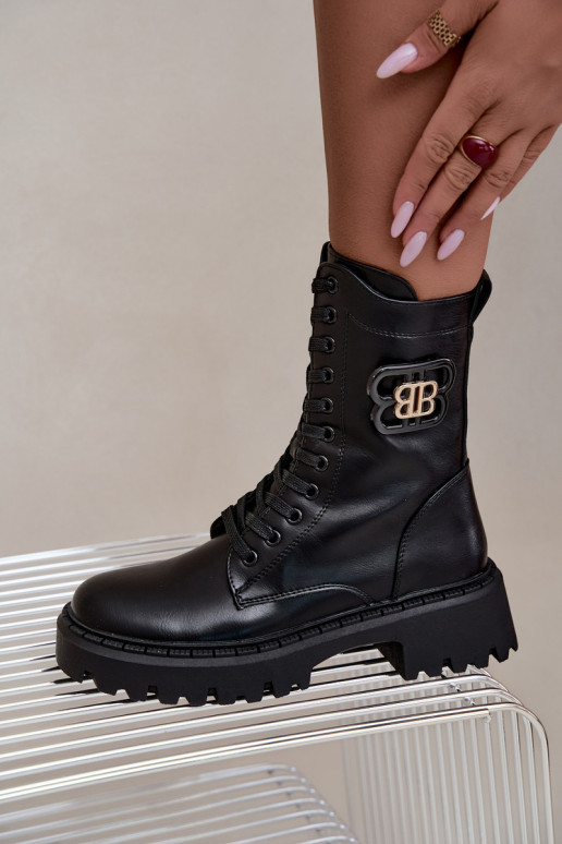 ankle boots with decorative elements in black faux leather Kalindra
