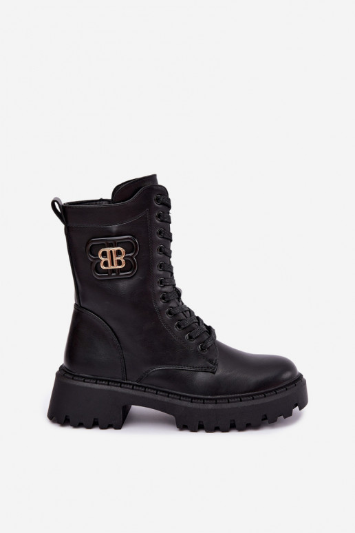 ankle boots with decorative elements in black faux leather Kalindra