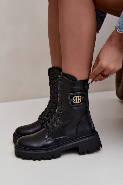 ankle boots with decorative elements in black faux leather Kalindra