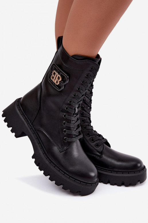 ankle boots with decorative elements in black faux leather Kalindra
