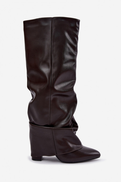 women's knee-high boots with heels in chocolate Elivira