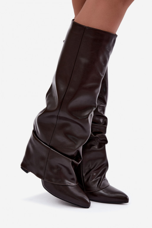 women's knee-high boots with heels in chocolate Elivira