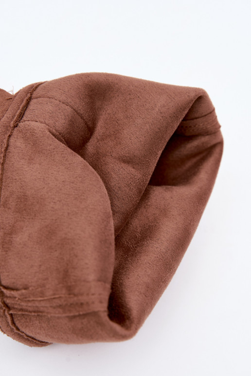 wrinkled women's knee-high boots in cowboy style with straps and heels in brown Adria