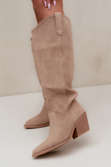 slouchy knee-high slip-on boots in sand Sylvie 2