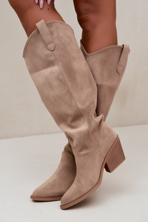 slouchy knee-high slip-on boots in sand Sylvie