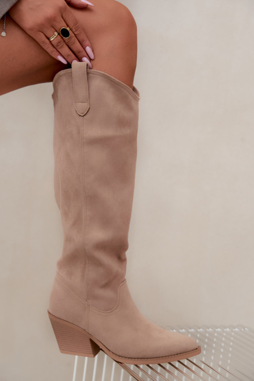 slouchy knee-high slip-on boots in sand Sylvie