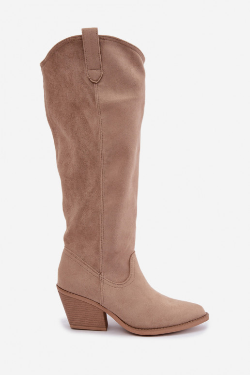 slouchy knee-high slip-on boots in sand Sylvie