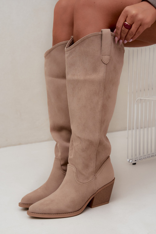 slouchy knee-high slip-on boots in sand Sylvie