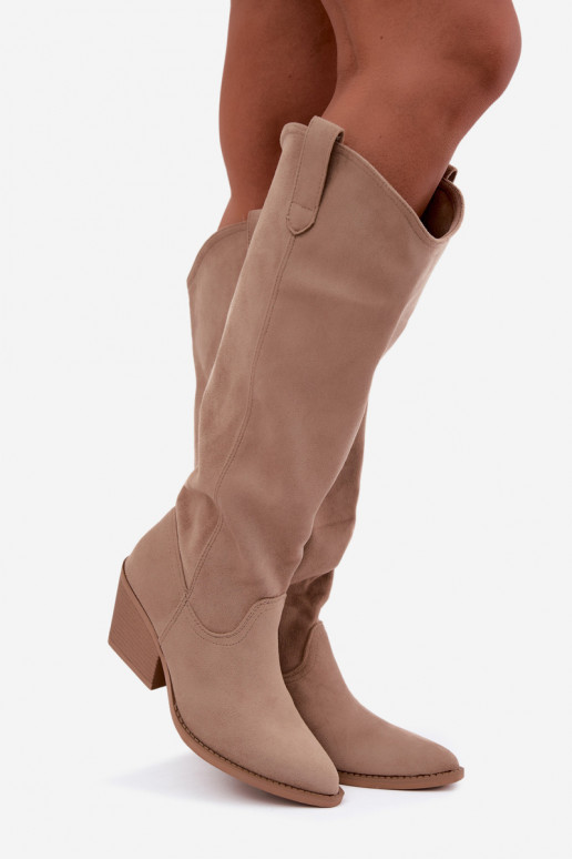 slouchy knee-high slip-on boots in sand Sylvie