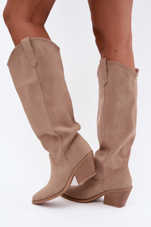 slouchy knee-high slip-on boots in sand Sylvie