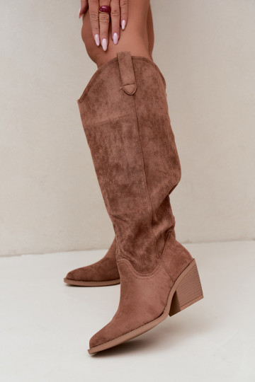 slouchy knee-high slip-on boots in brown Sylvie 2