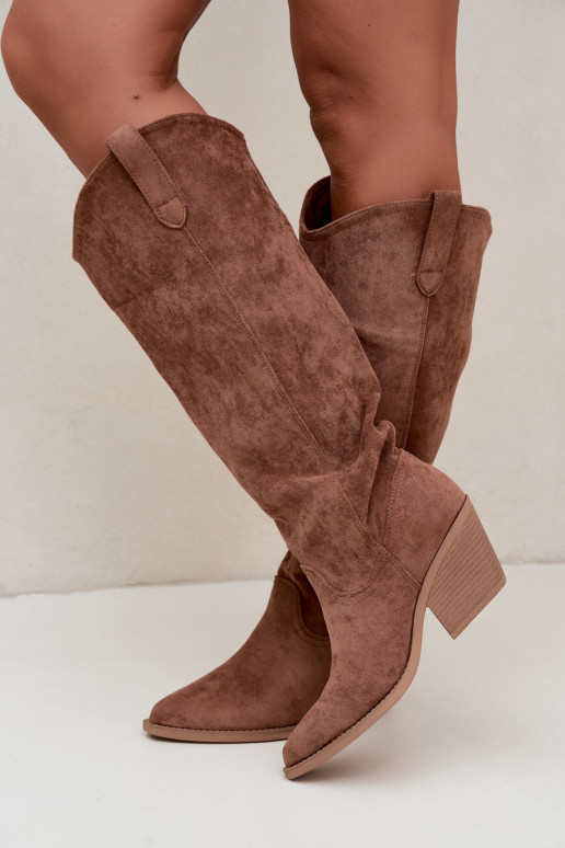 slouchy knee-high slip-on boots in brown Sylvie