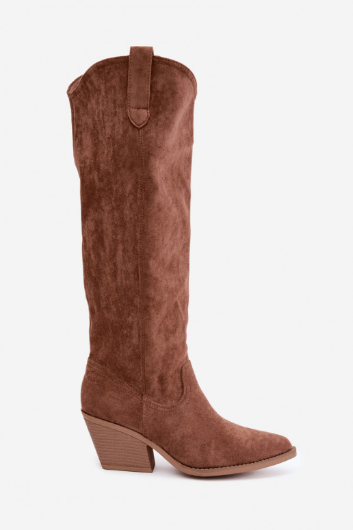 slouchy knee-high slip-on boots in brown Sylvie