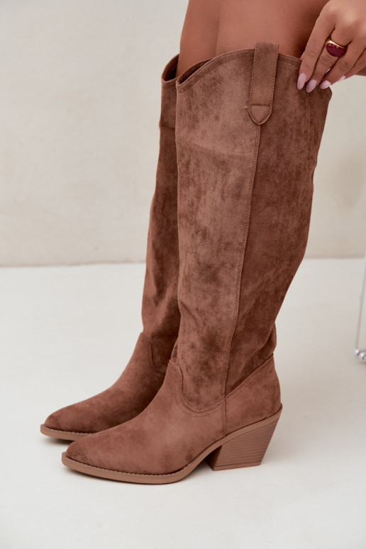 slouchy knee-high slip-on boots in brown Sylvie