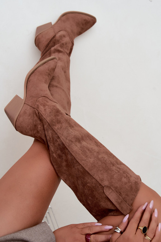 slouchy knee-high slip-on boots in brown Sylvie