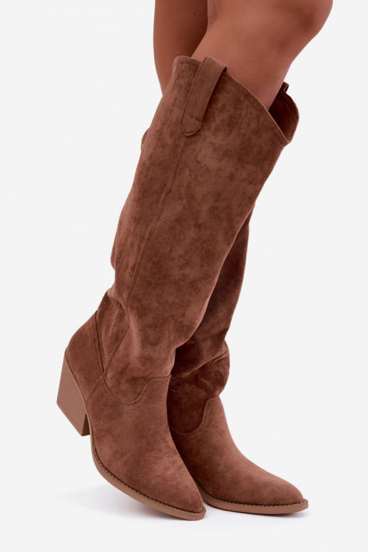 slouchy knee-high slip-on boots in brown Sylvie