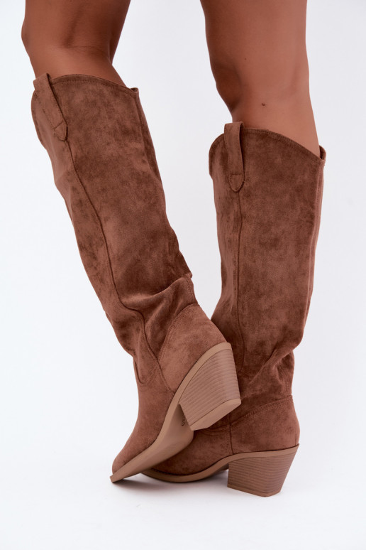 slouchy knee-high slip-on boots in brown Sylvie