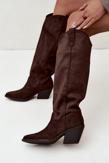 slouchy knee-high slip-on boots in CzekoladoĮe Sylvie