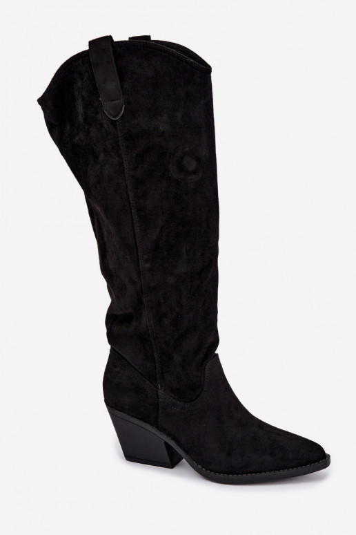 slouchy knee-high slip-on boots in black Sylvie