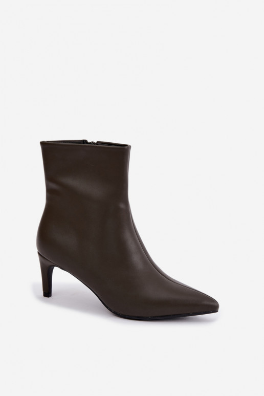 women's ankle boots with heels in faux leather in khaki Celisse